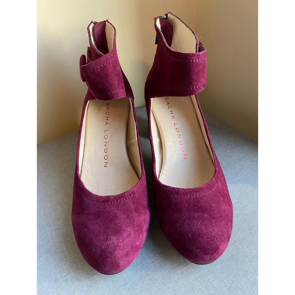 Sacha London Shoes 3" Heels Adjustable Strap Red Burgundy New 9 Platform Pump s5
